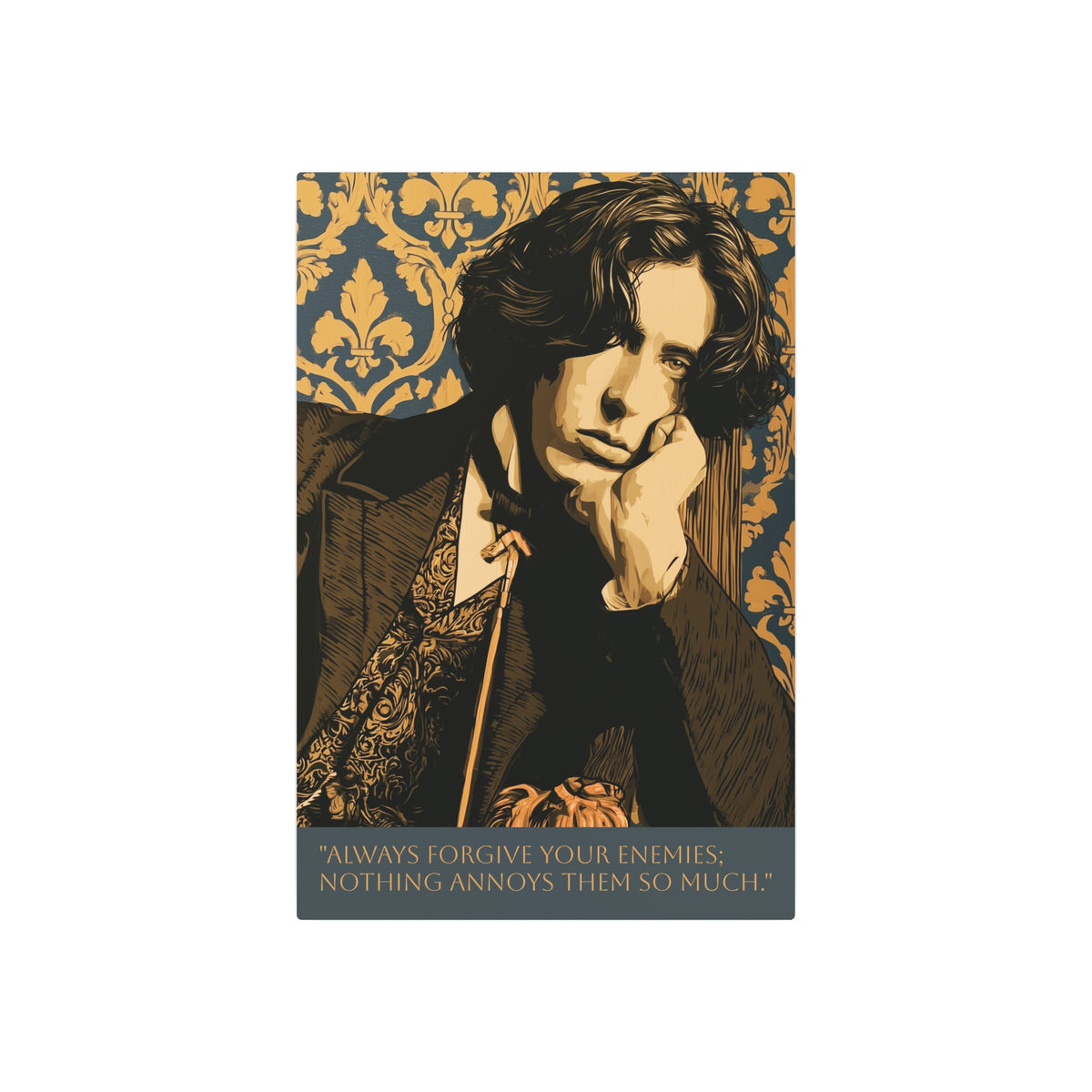 Oscar Wilde Quote Metal Art Print — “Always Forgive Your Enemies” Decorative Wall Plaque