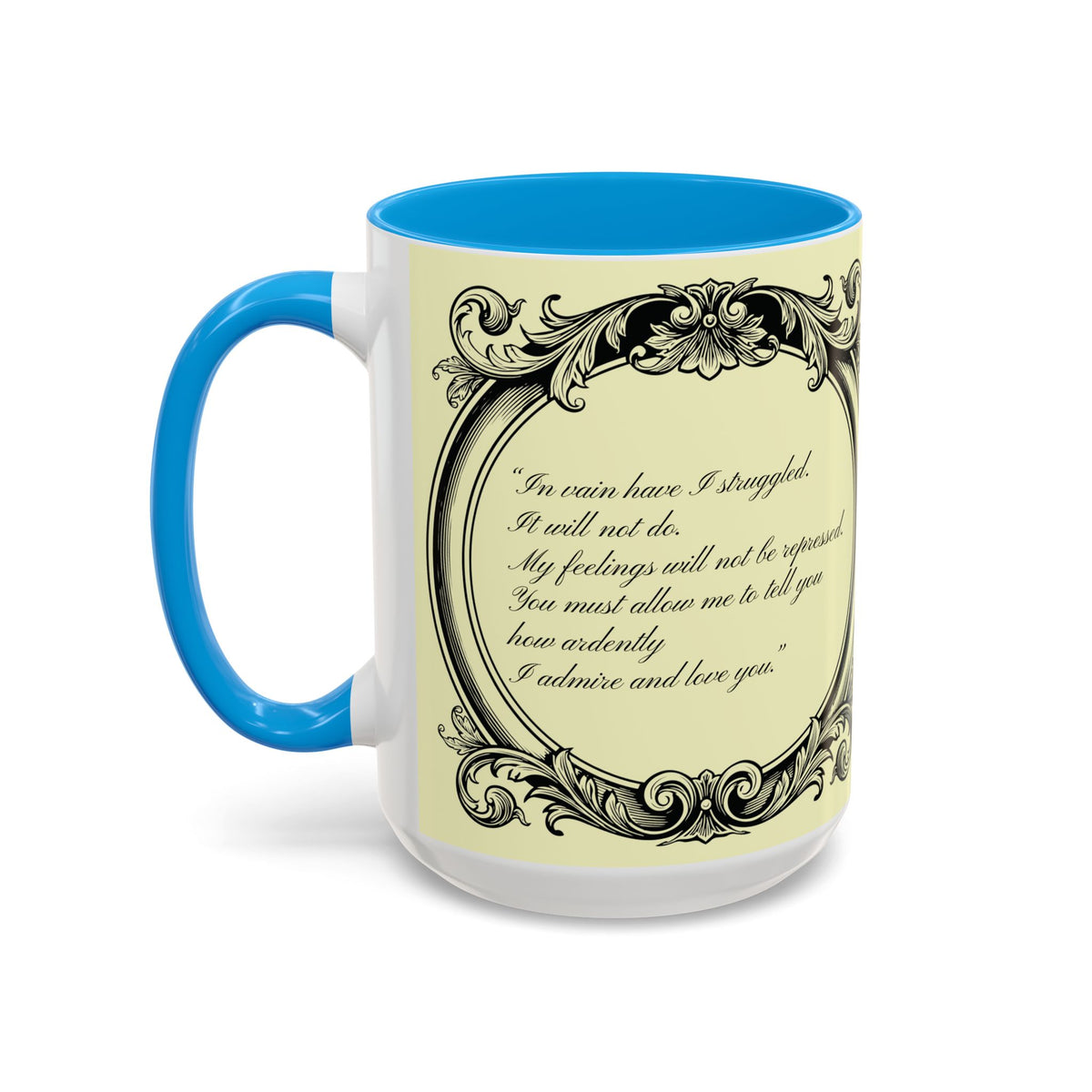 Pride & Prejudice Vintage Illustration Ceramic Mug — Mr. Darcy at Pemberley with Quote (11oz/15oz)