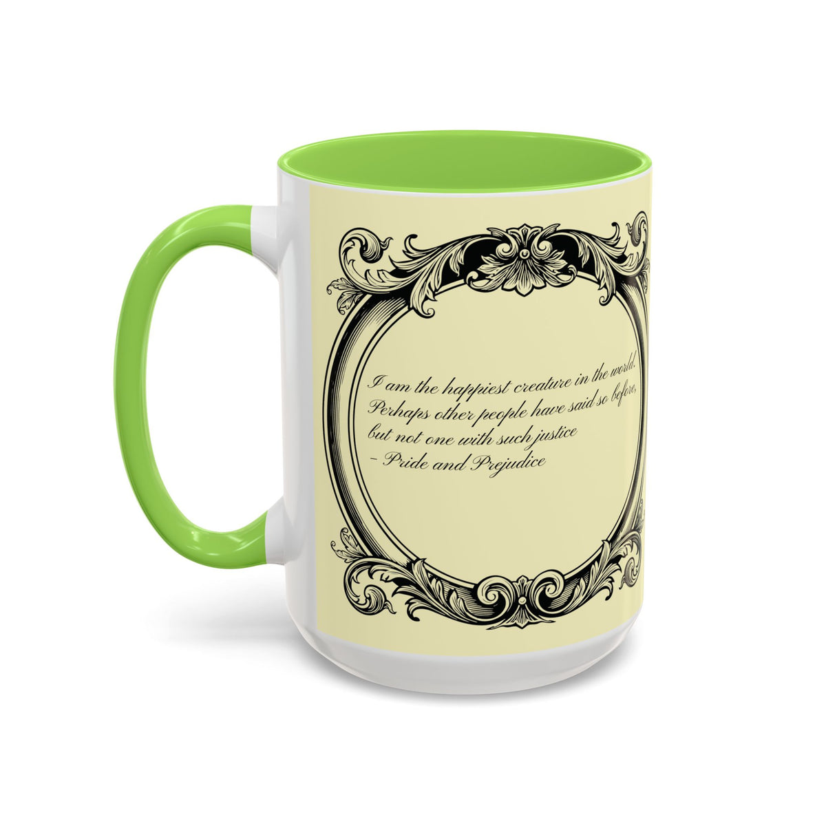 Pride & Prejudice Vintage Floral Mug — “Pride & Prejudice” Ceramic Book Lover Mug (11oz/15oz)