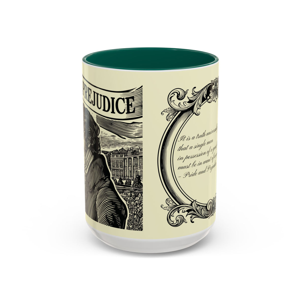Pride and Prejudice Quote Mug — “Mr. Darcy at Pemberley” Vintage Jane Austen Coffee Cup (11oz/15oz)