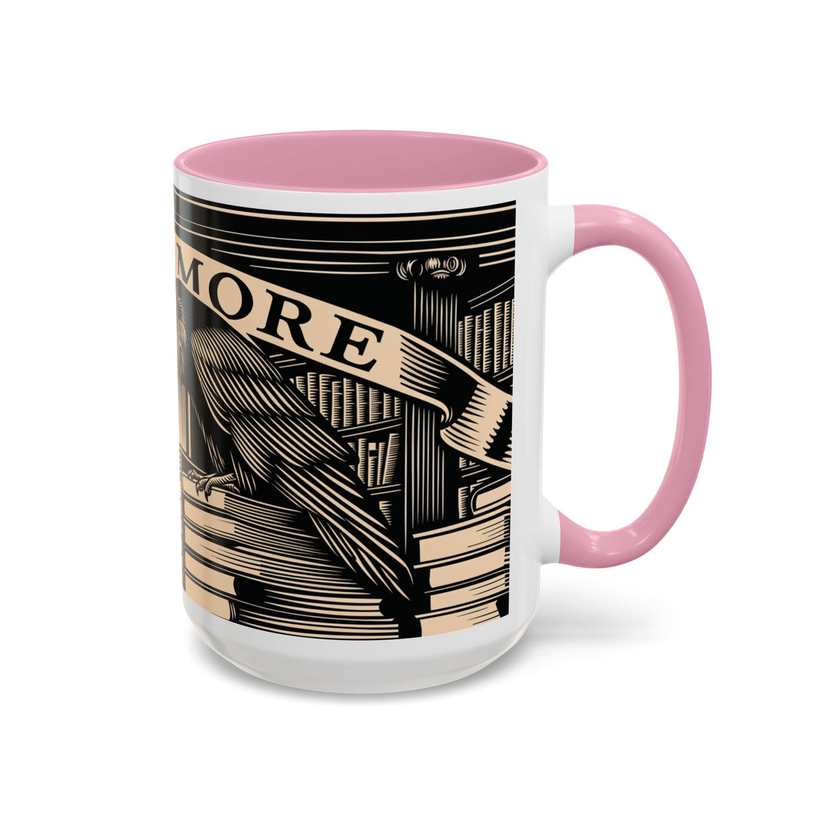 x Nevermore Raven woodcut illustration Mug | Edgar Allan Poe inspired