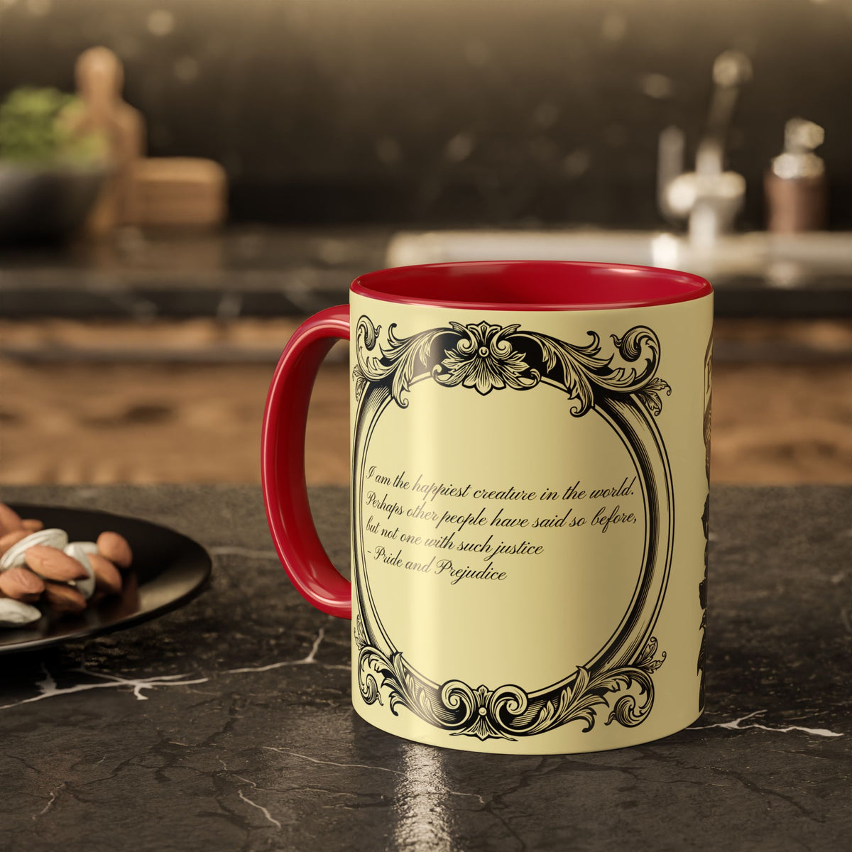 Pride & Prejudice Vintage Floral Mug — “Pride & Prejudice” Ceramic Book Lover Mug (11oz/15oz)