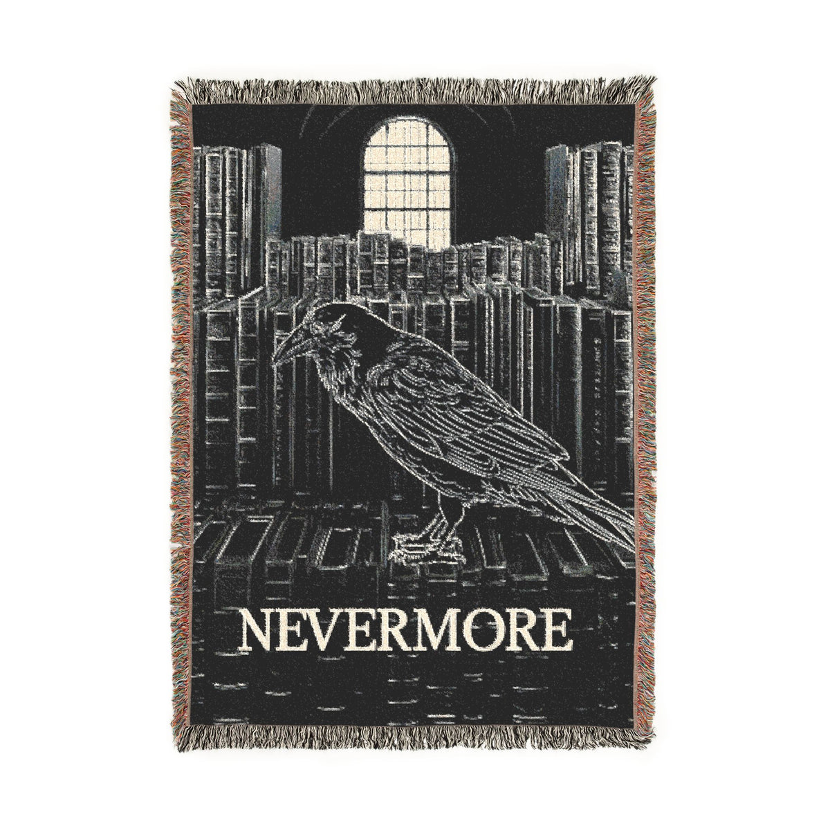 Nevermore Raven Woven Blanket | Gothic Poe Throw, Literary Decor
