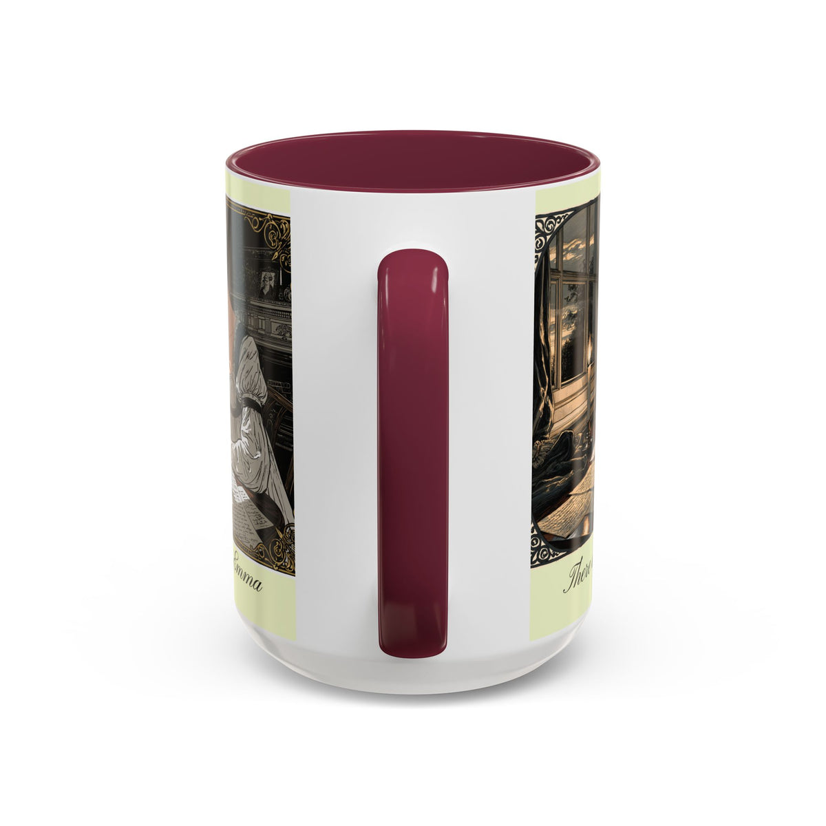 Regency Tea Quote Mug — 'Young Jane Austen Writing at Her Desk' Ceramic Coffee & Tea Cup (11oz/15oz)
