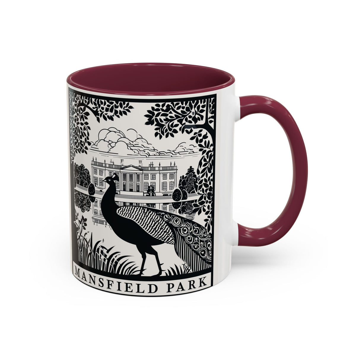 Mansfield Park Peacock Illustration Mug | Vintage Etching Wraparound