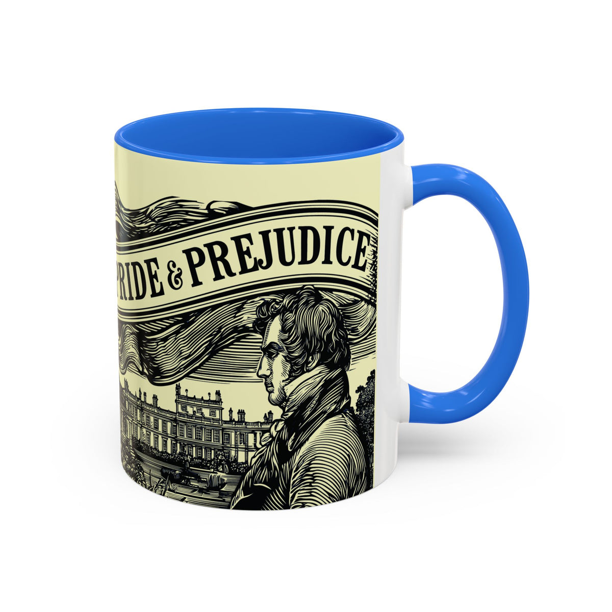 Pride & Prejudice Vintage Illustration Ceramic Mug — Mr. Darcy at Pemberley with Quote (11oz/15oz)