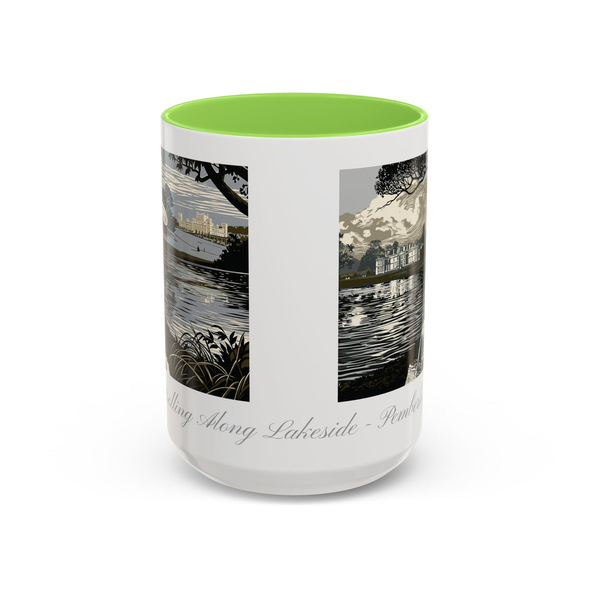 'Strolling Pemberley' Ceramic Coffee Cup — Vintage Regency Silhouette Mug