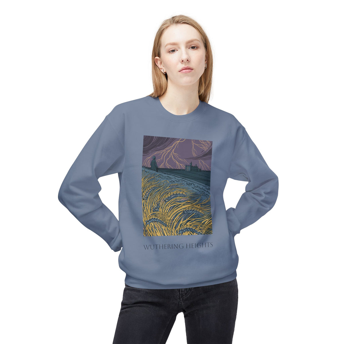 Wurthering Heights Crewneck Sweatshirt — Moorscape "I'd Marry the Storm Again"