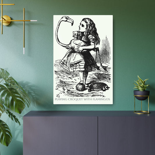 Flamingo Croquet Alice in Wonderland - Metal Art Print