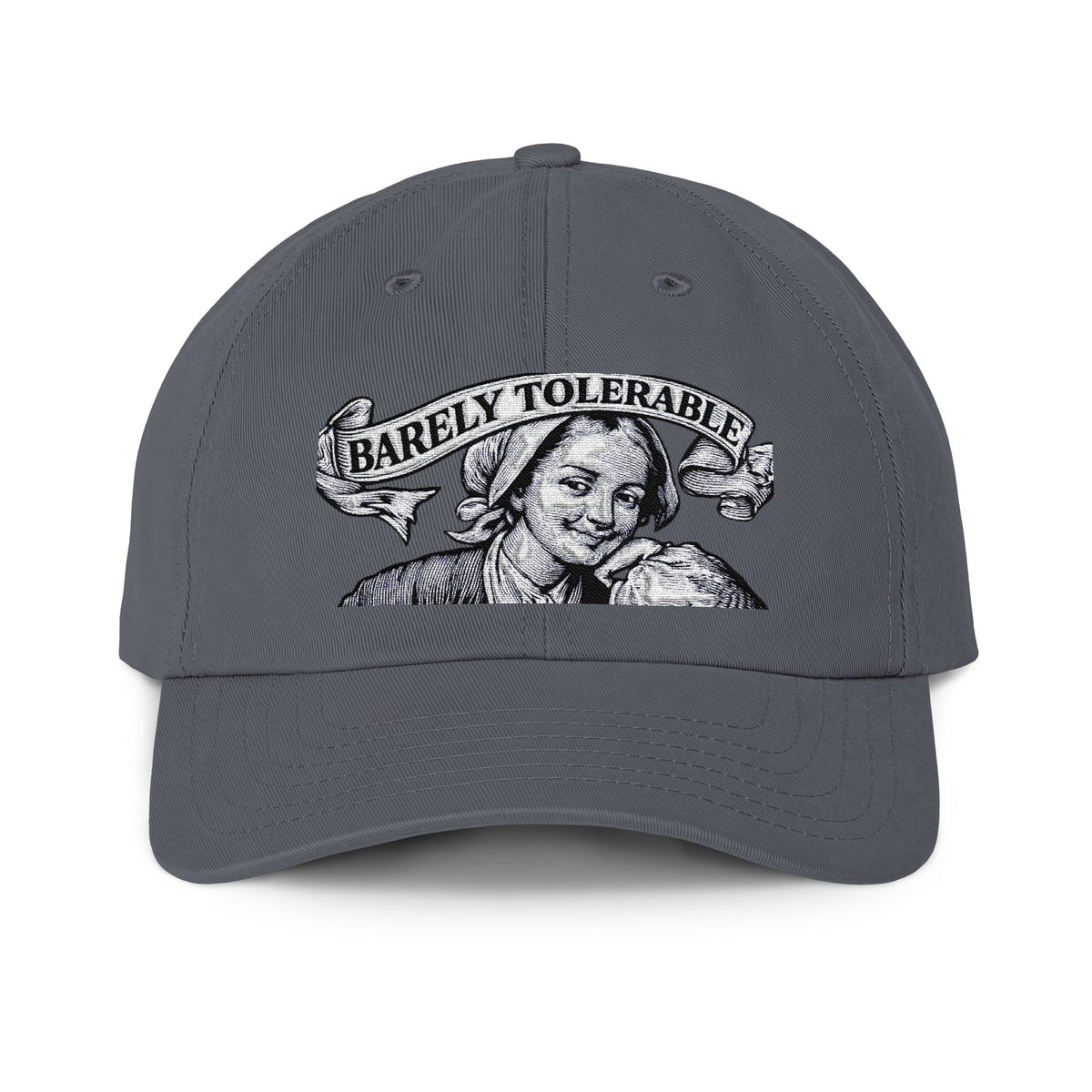 "Barely Tolerable "— Vintage Portrait Embroidered Cap