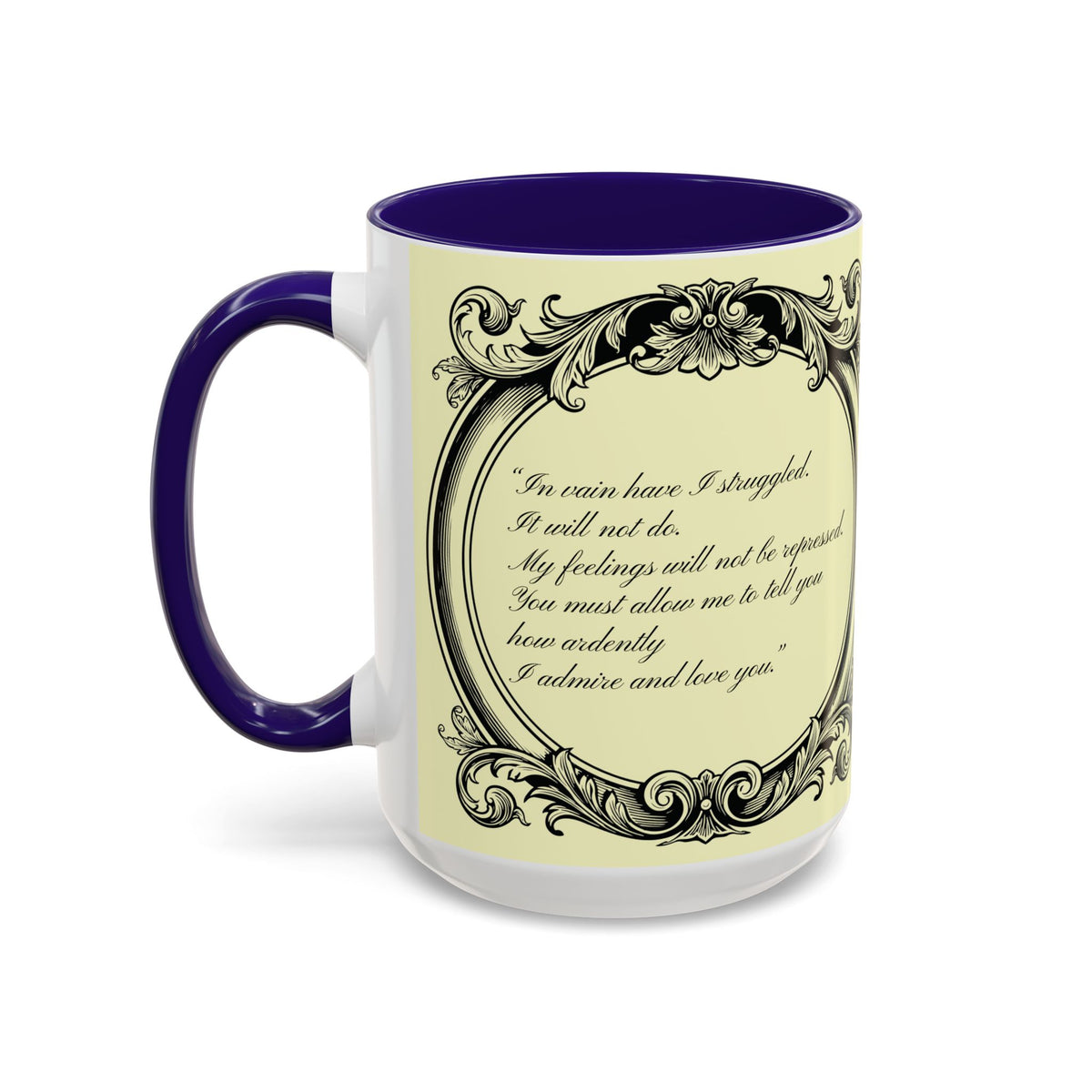 Pride & Prejudice Vintage Illustration Ceramic Mug — Mr. Darcy at Pemberley with Quote (11oz/15oz)