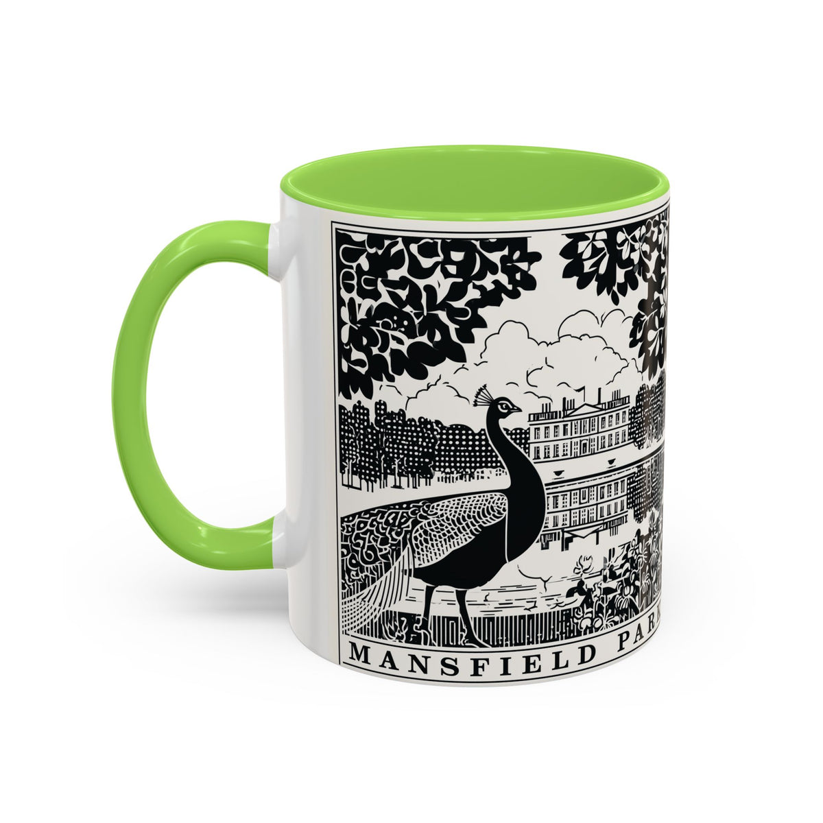 Mansfield Park Peacock Illustration Mug | Vintage Etching Wraparound