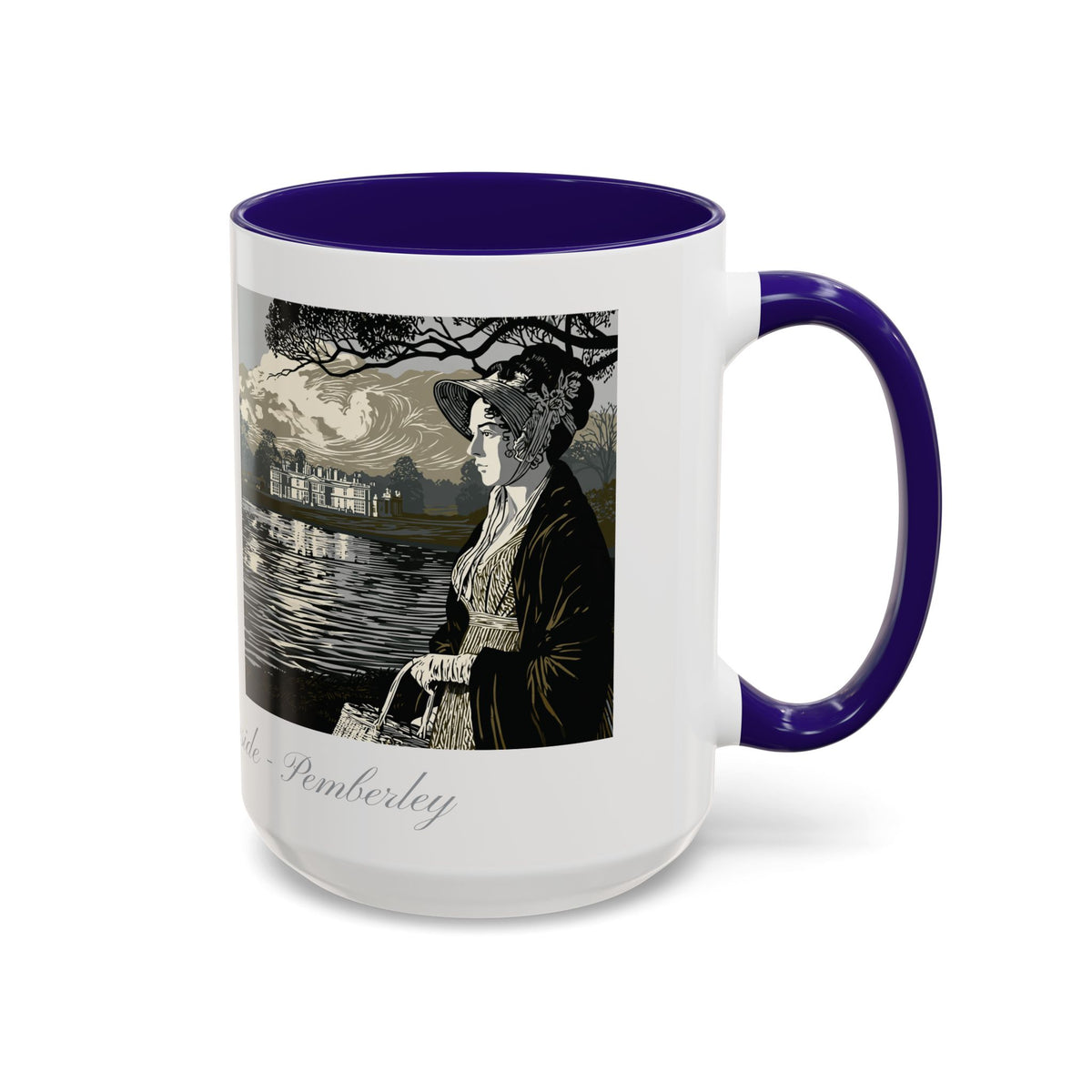 'Strolling Pemberley' Ceramic Coffee Cup — Vintage Regency Silhouette Mug