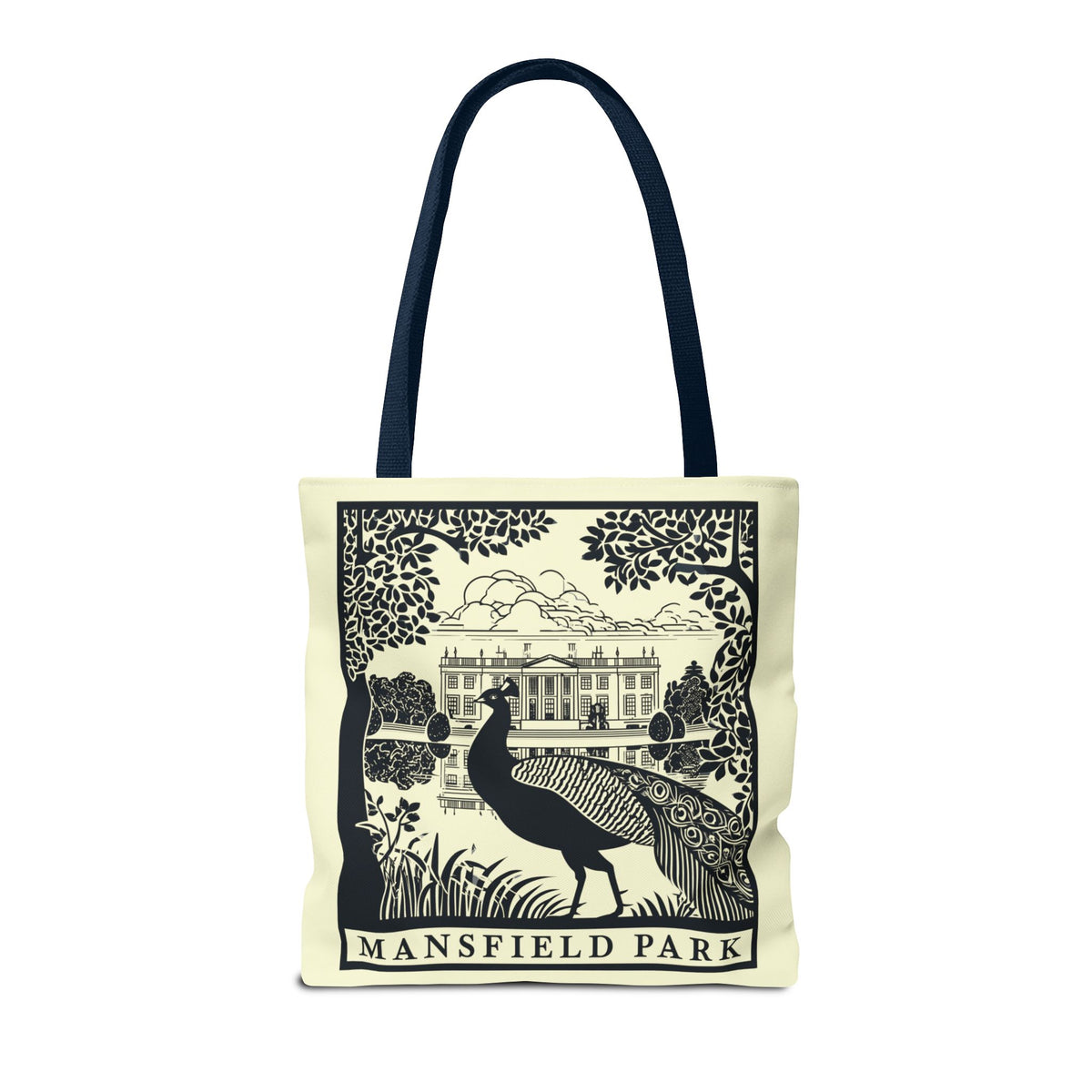 Mansfield Park Illustrated Tote — Vintage Estate Peacock Tote Bag