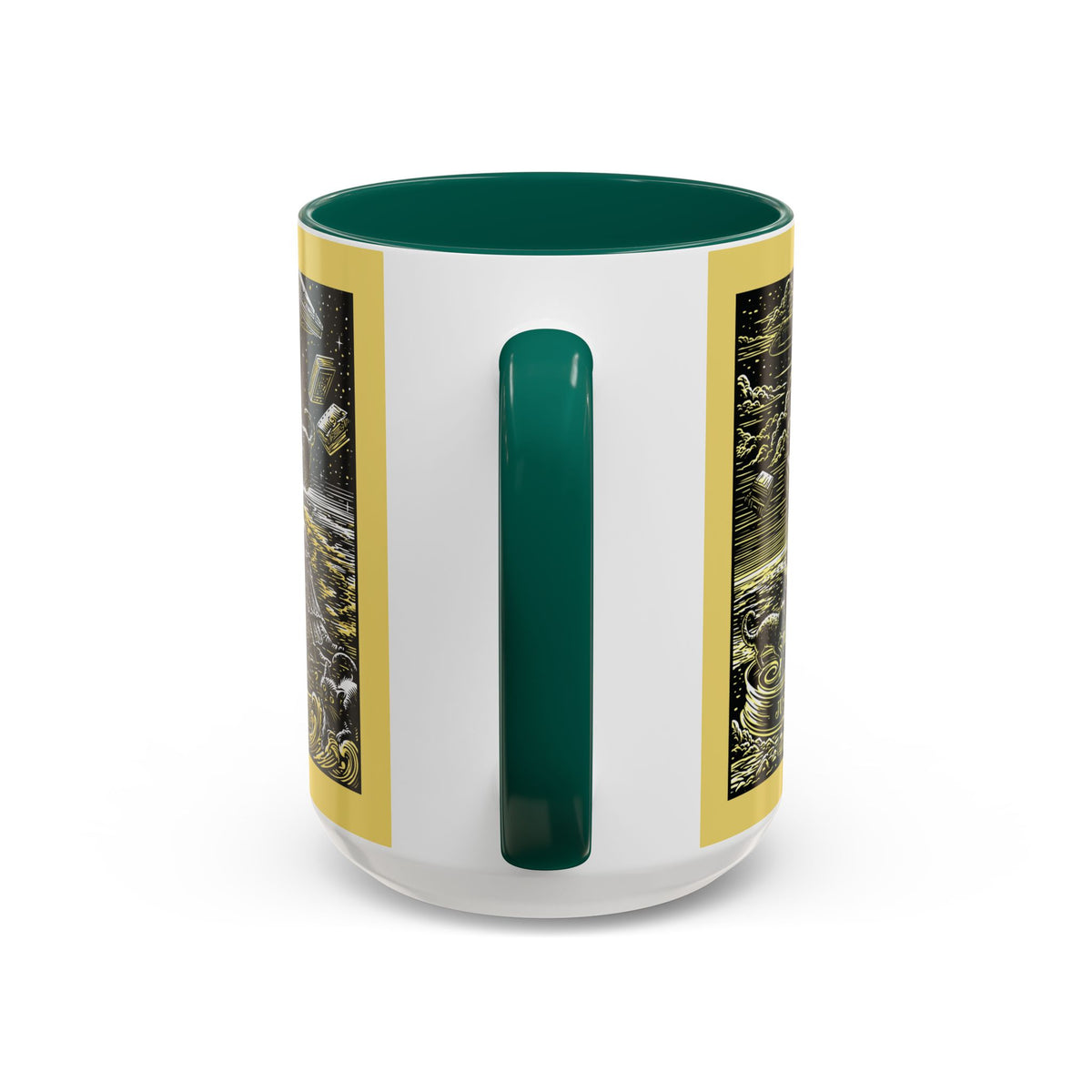 "Just One More Chapter" Under UFO Illustration Mug | Color Accent Coffee Cup