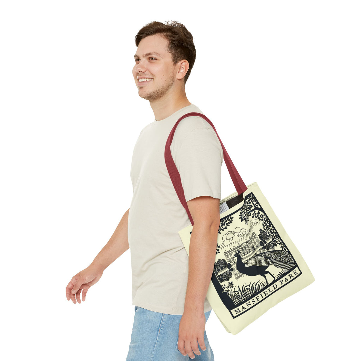 Mansfield Park Illustrated Tote — Vintage Estate Peacock Tote Bag