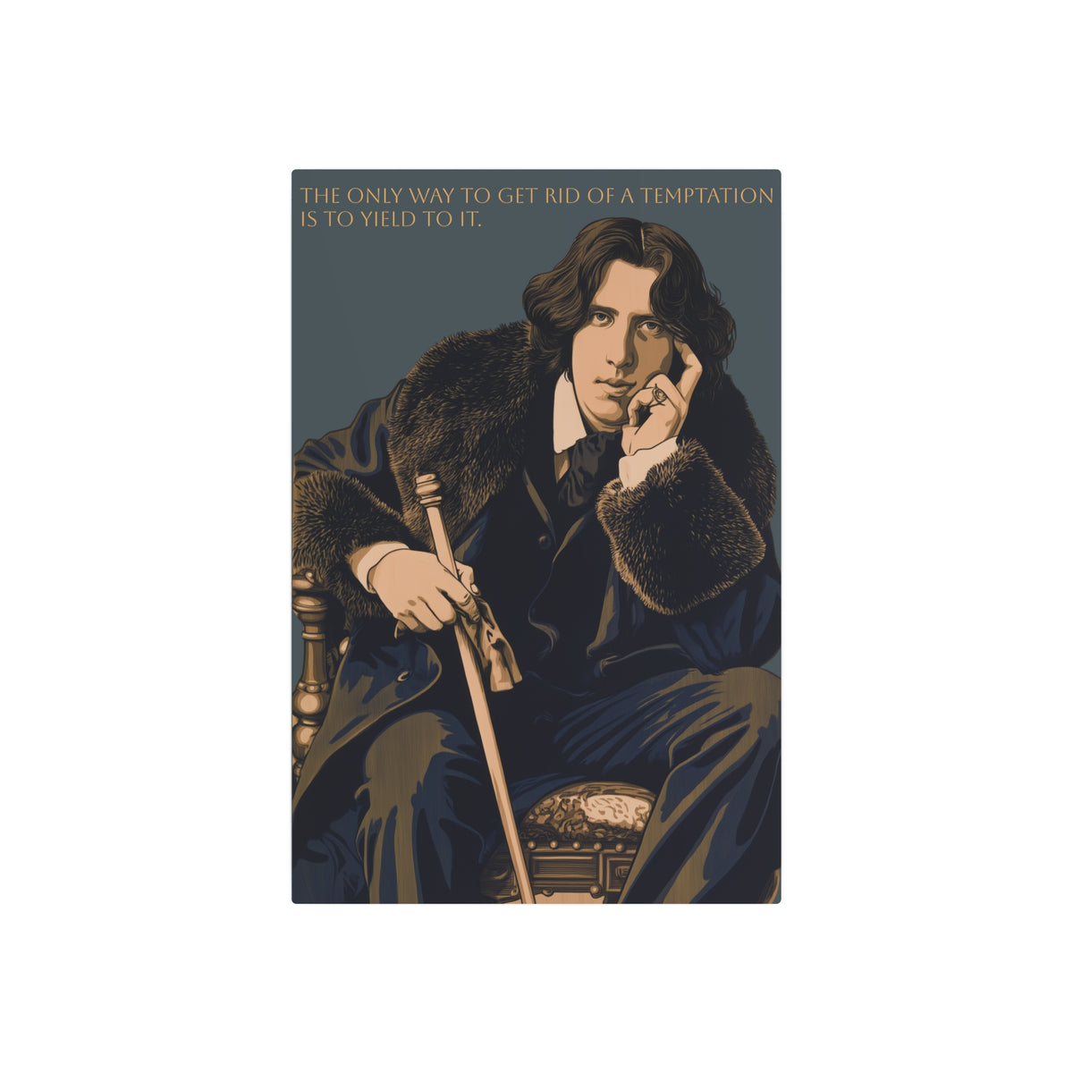 Oscar Wilde Metal Art Sign – 'The Only Way to Get Rid of a Temptation Is to Yield to It' Decorative Plaque