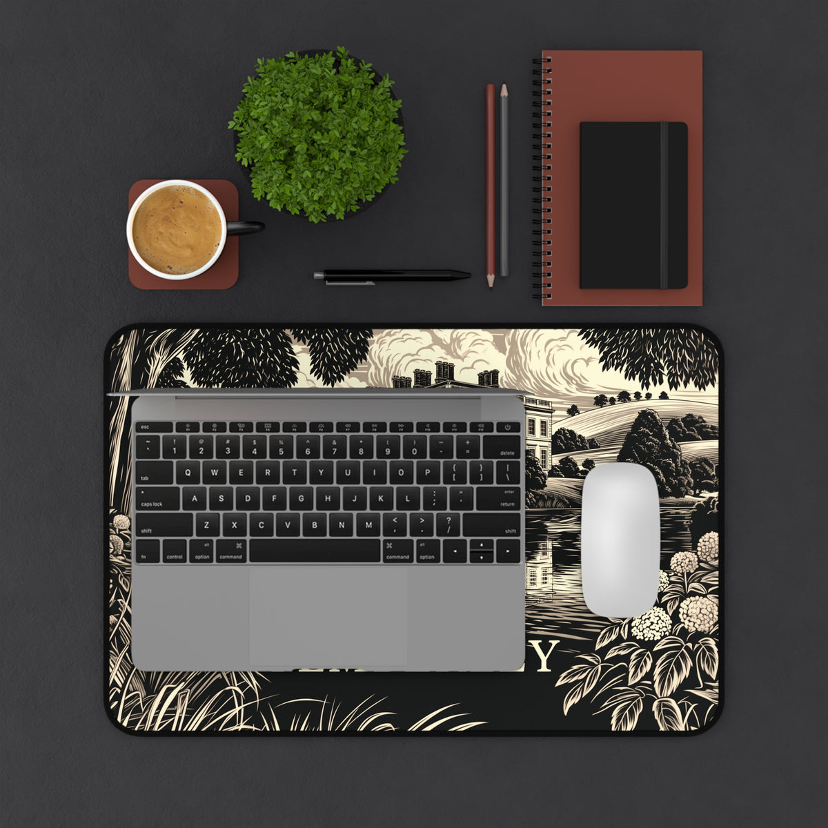 Pemberley Estate Illustration Desk Mat | Regency Manor Landscape