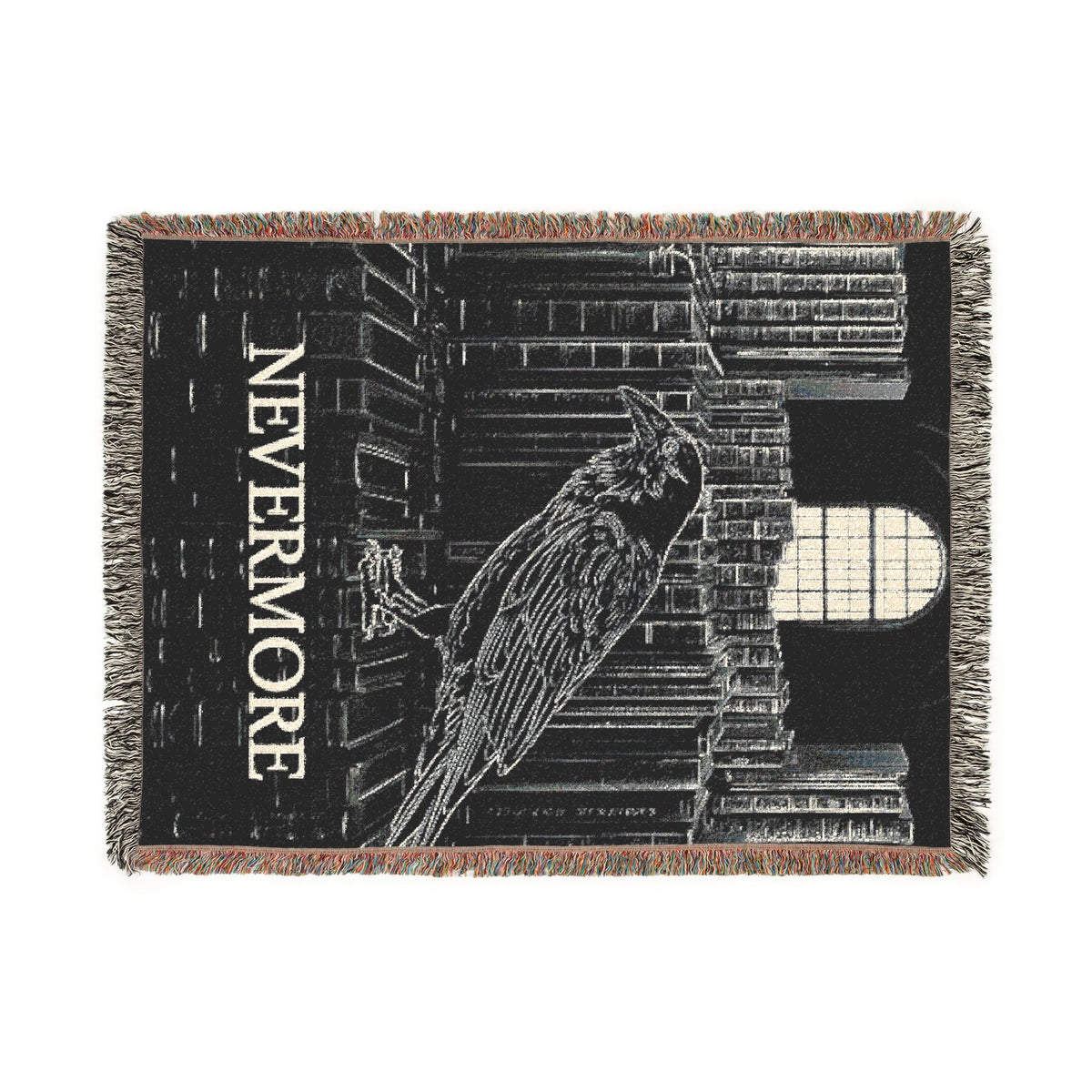 Nevermore Raven Woven Blanket | Gothic Poe Throw, Literary Decor