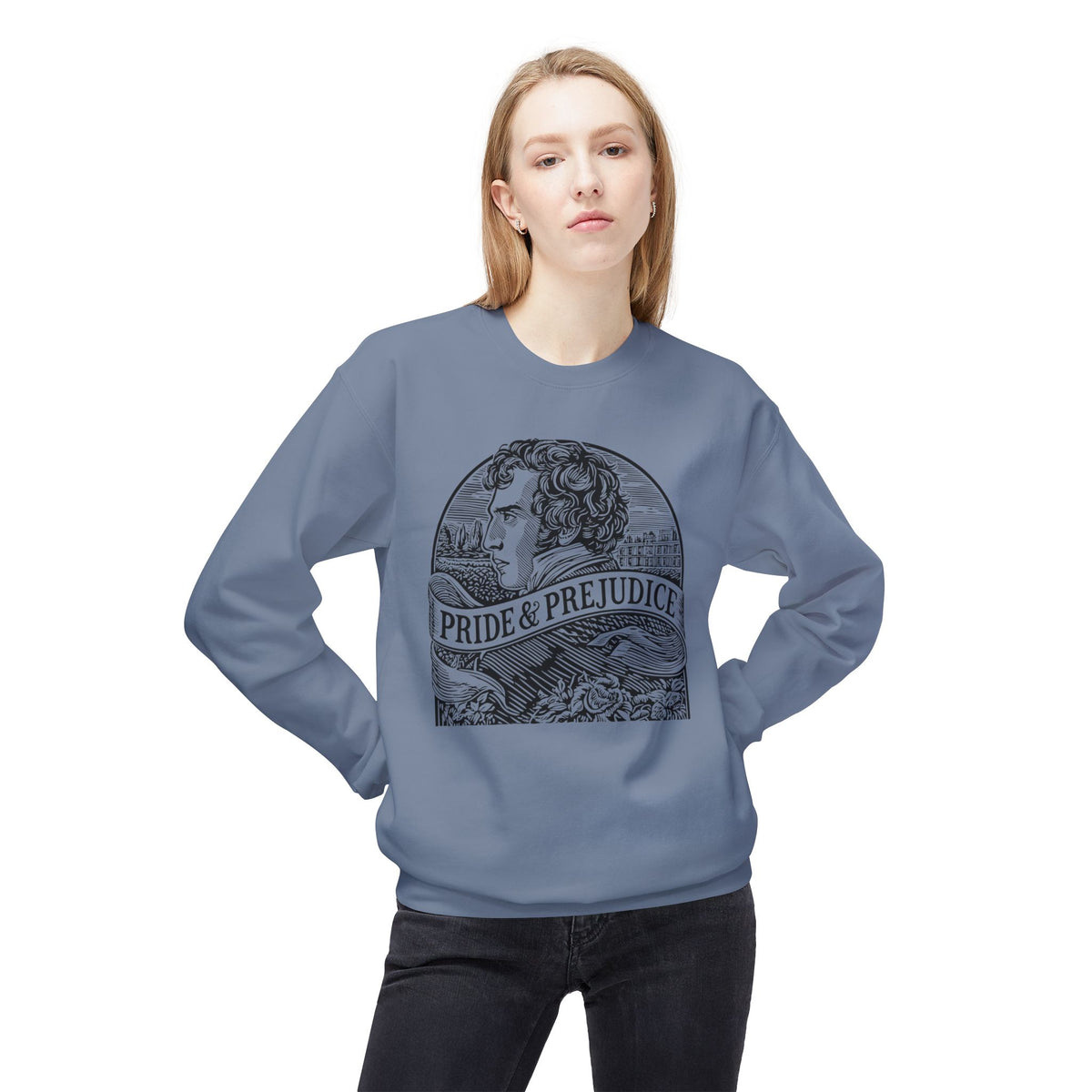 Pride & Prejudice Literary Crewneck Sweatshirt — "Swiped Right" Back