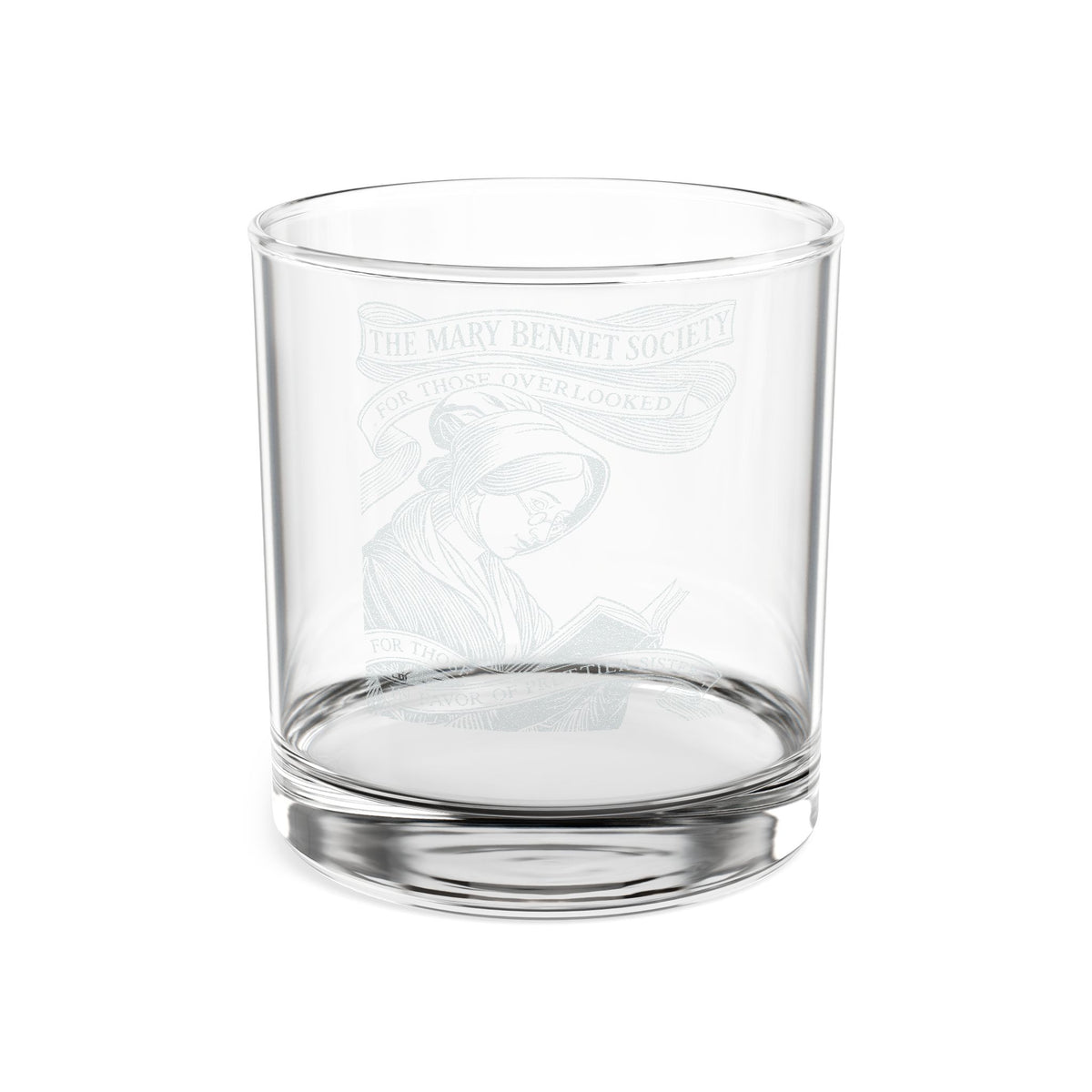Mary Bennet "Overlooked" Society - Engraved Whiskey Glass — Vintage Jane Austen Illustration, 10.5oz