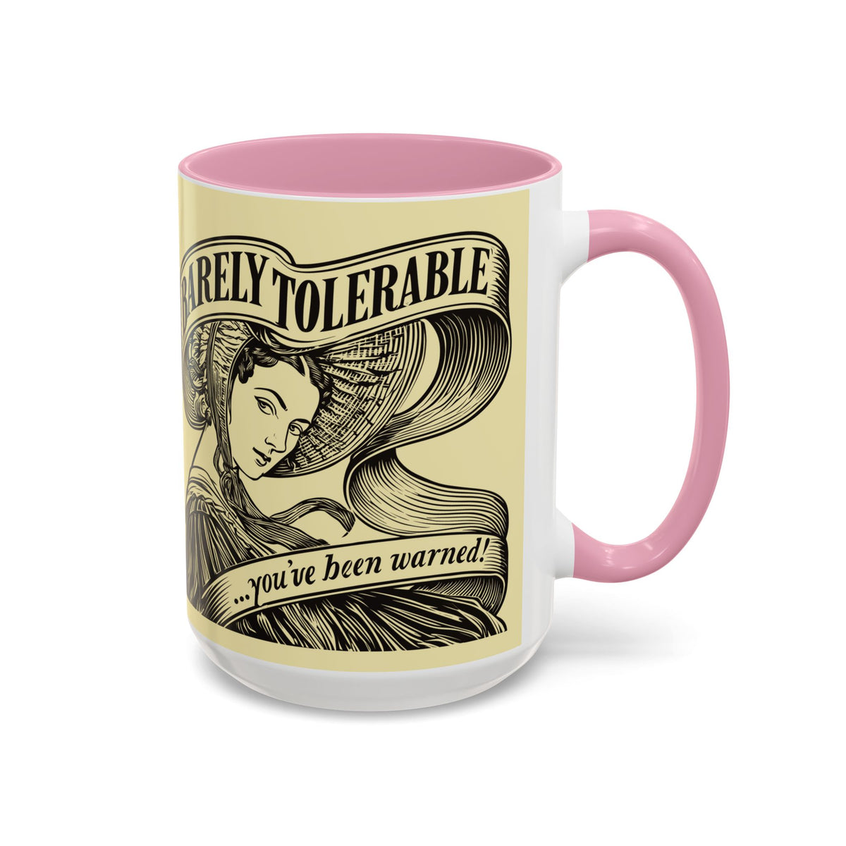 Vintage 'Barely Tolerable' Illustration Coffee Mug (11oz/15oz)