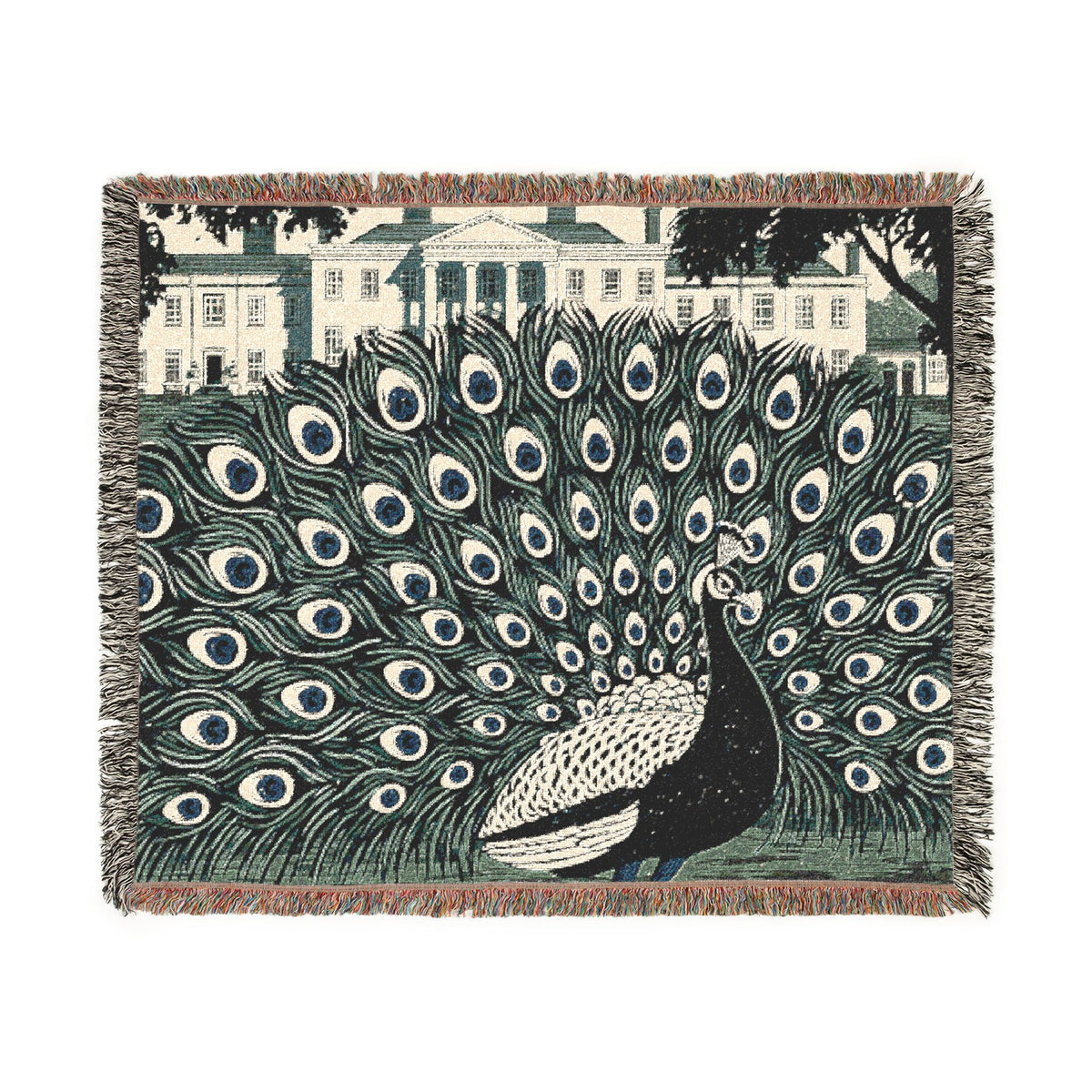 Peacock - Mansfield Park - Woven Blanket | Peacock Feather Throw, Decorative Jacquard
