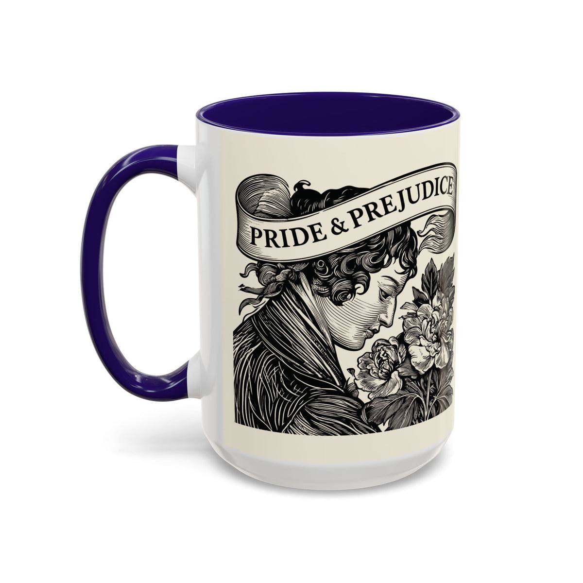 Quote from Pride & Prejudice Vintage Floral Mug — “Pride & Prejudice” Ceramic Book Lover Mug (11oz/15oz)