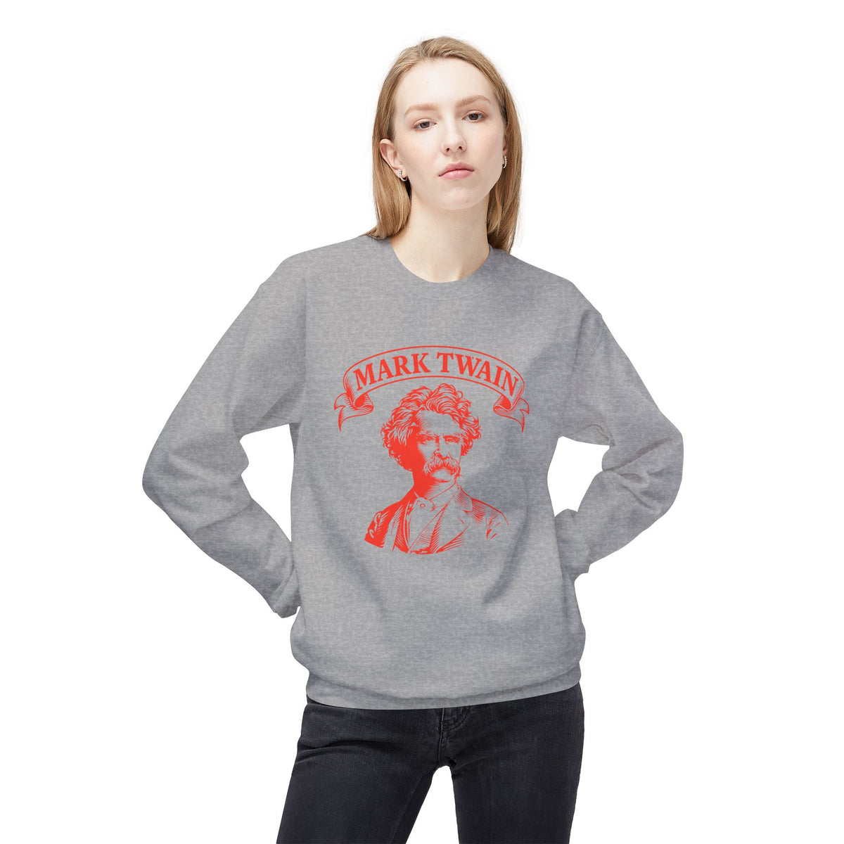 Mark Twain Crewneck Sweatshirt — "Good Friends, Good Books..." Literary Quote Pullover