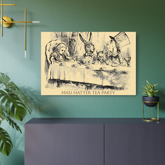 Mad Hatter Tea Party - Metal Art Print - Vintage Alice in Wonderland Wall Decor