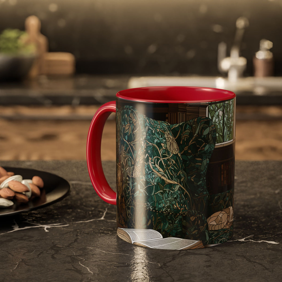 Cozy Reading Nook Cat Mug | Ceramic Coffee Cup 11oz 15oz
