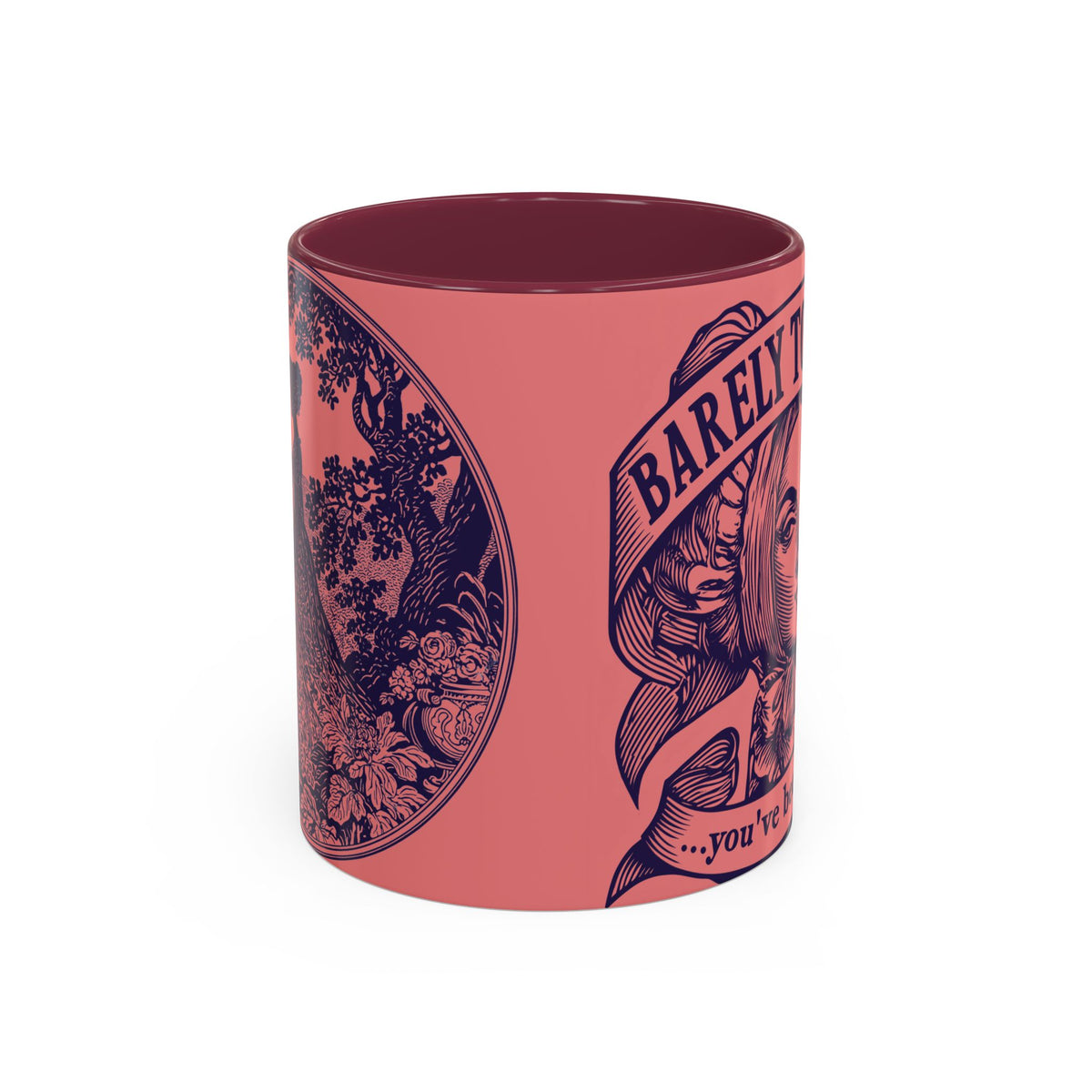 Barely Tolerable Vintage Portrait Mug — Funny Retro Coffee Cup (11oz/15oz)
