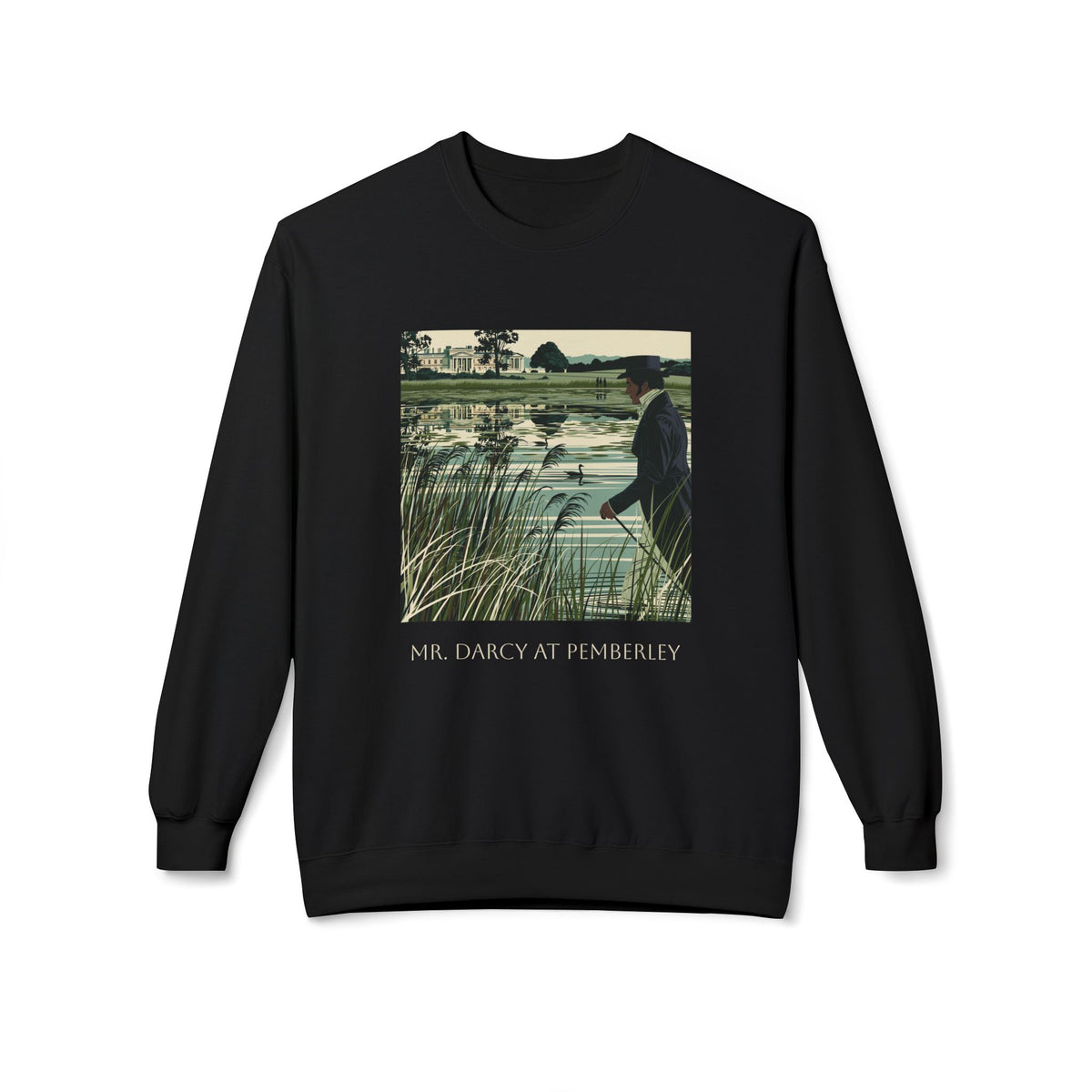 Mr. Darcy Crewneck Sweatshirt — "Mr. Darcy at Pemberley" Classic Jane Austen Sweatshirt