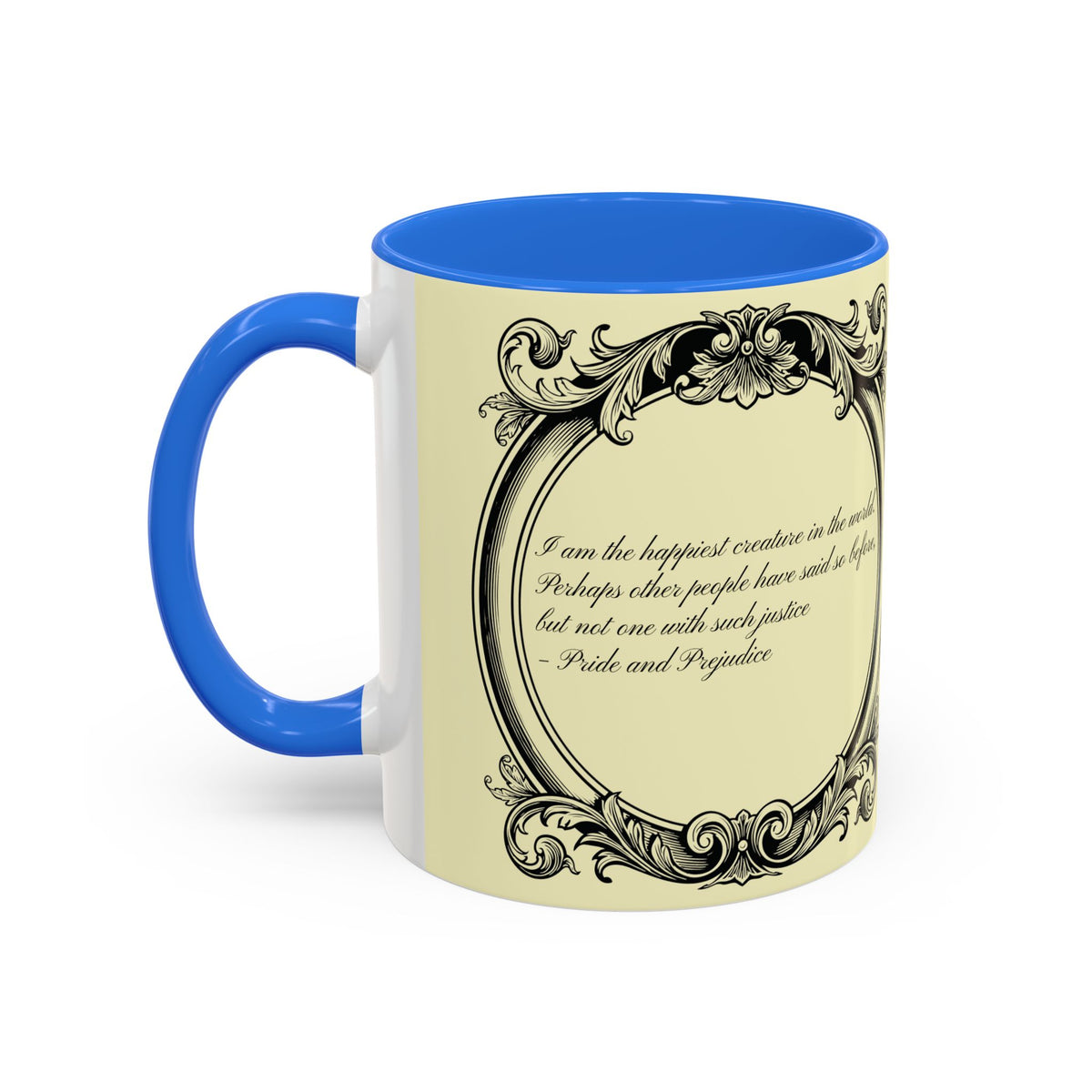 Pride & Prejudice Vintage Floral Mug — “Pride & Prejudice” Ceramic Book Lover Mug (11oz/15oz)