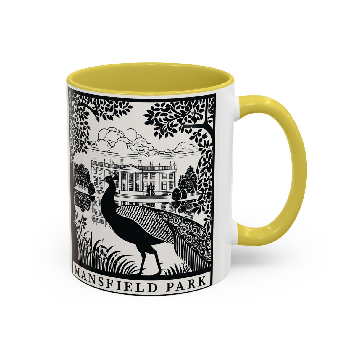 Mansfield Park Peacock Illustration Mug | Vintage Etching Wraparound