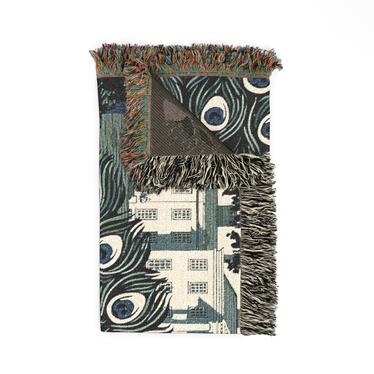 Peacock - Mansfield Park - Woven Blanket | Peacock Feather Throw, Decorative Jacquard