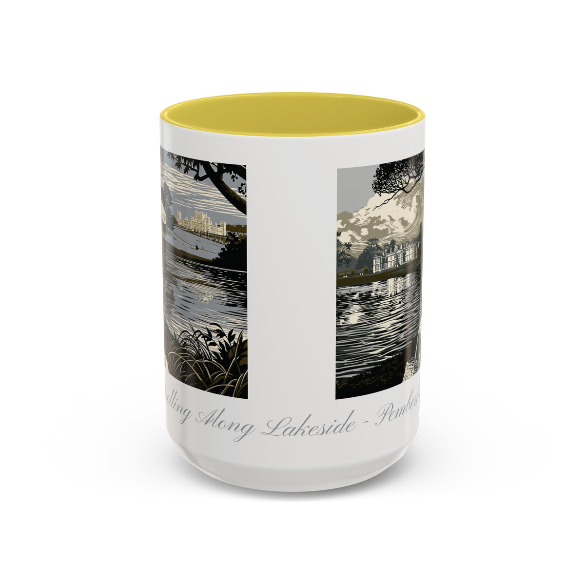 'Strolling Pemberley' Ceramic Coffee Cup — Vintage Regency Silhouette Mug