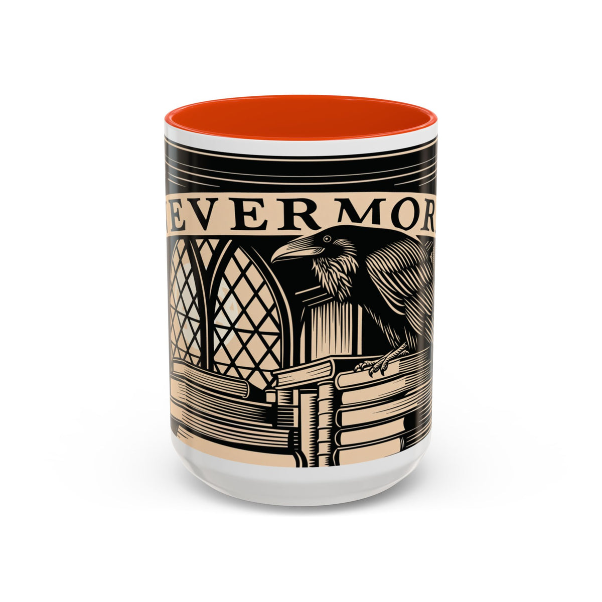 x Nevermore Raven woodcut illustration Mug | Edgar Allan Poe inspired
