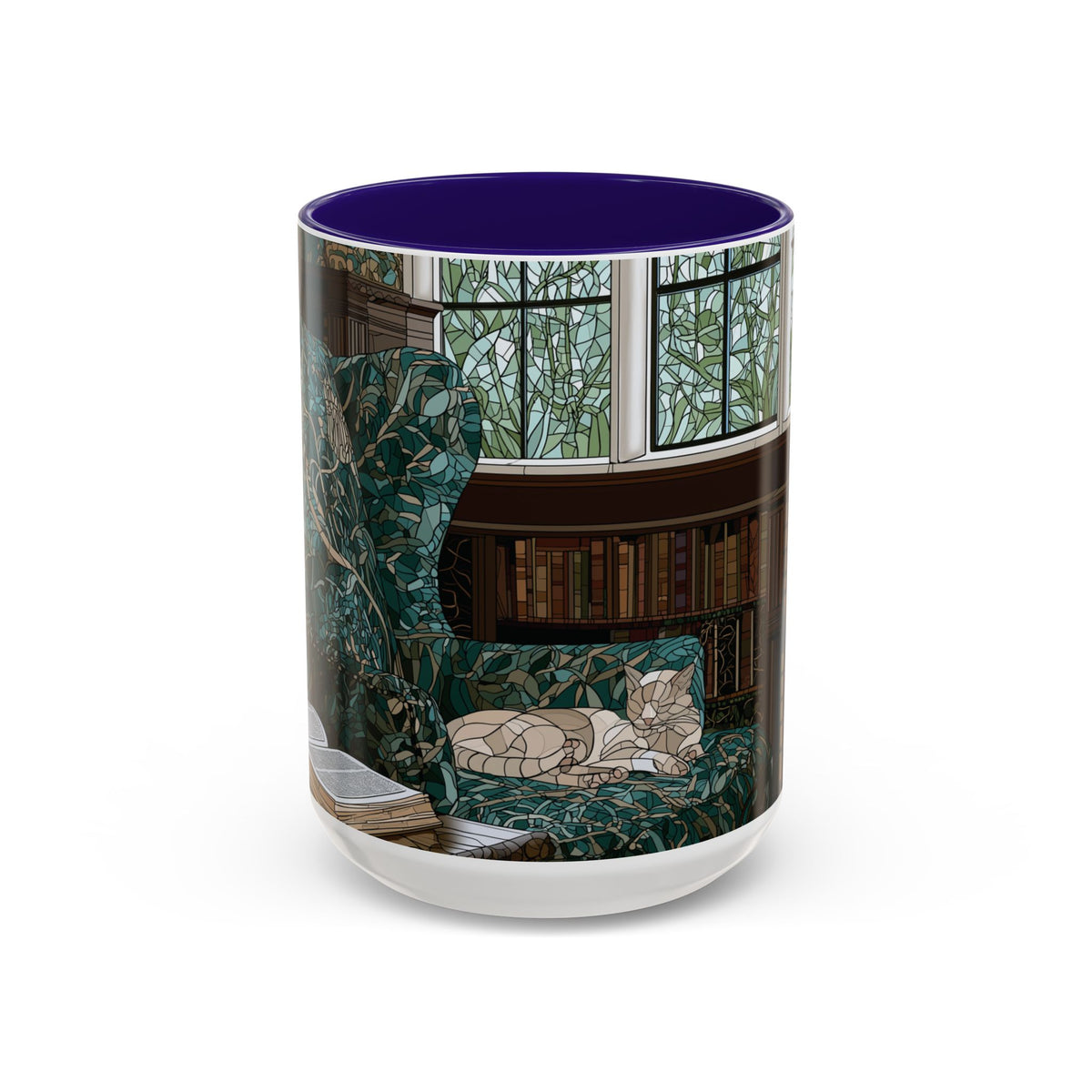 Cozy Reading Nook Cat Mug | Ceramic Coffee Cup 11oz 15oz