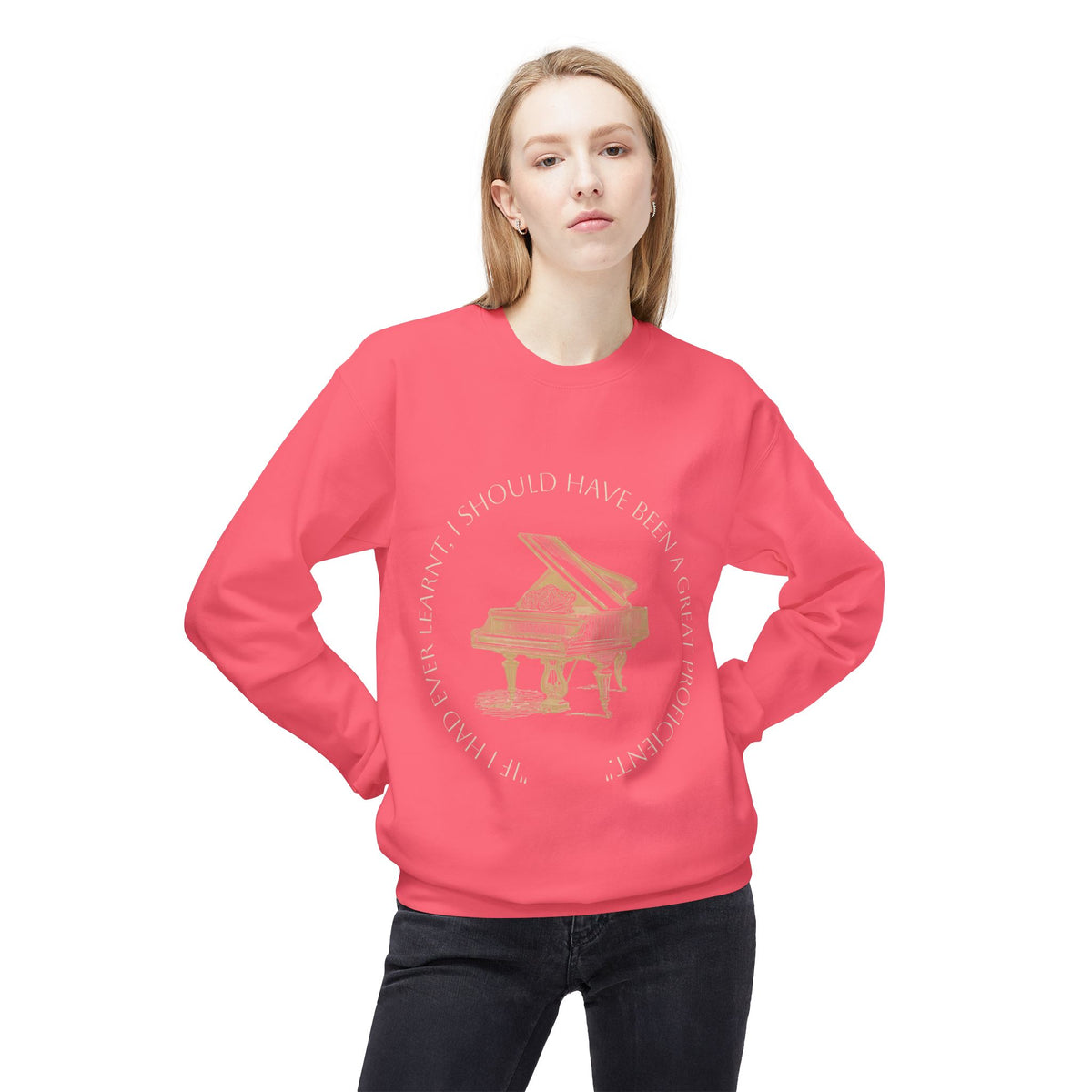 Pianoforte Comfort Sweatshirt — 'I Should Have Been a Great Proficient' Graphic Crewneck