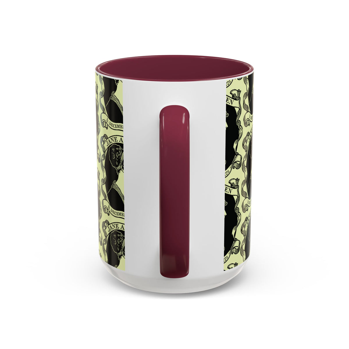 Jane Austen Cameo Pattern Coffee Mug — Literary Tea & Coffee Cup (11oz/15oz)