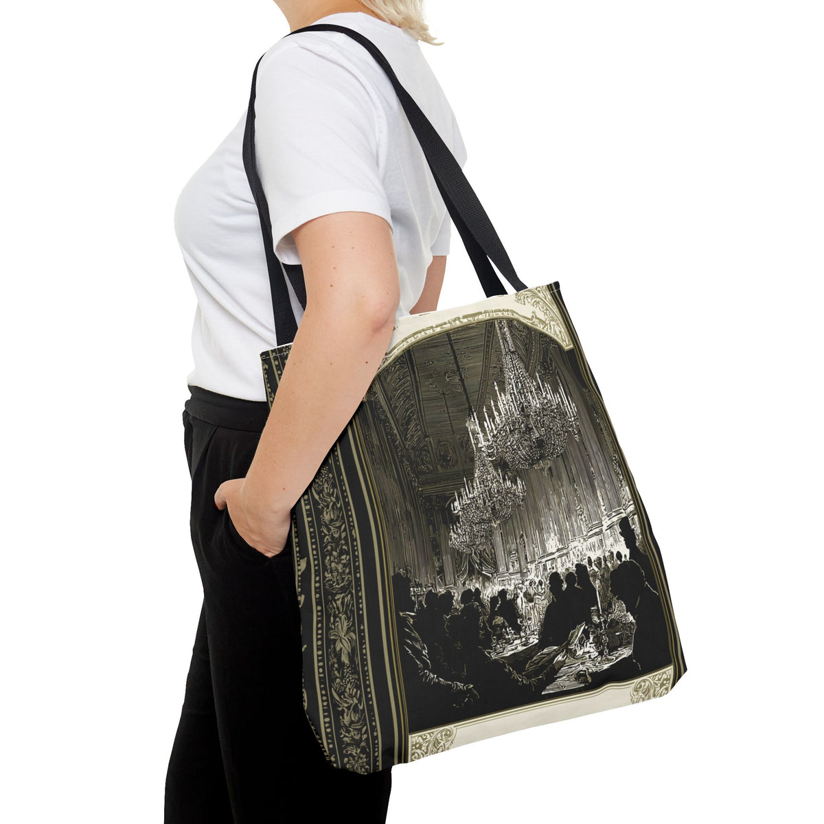 Regency Ballroom Chandelier Tote Bag | Vintage Ballroom Scene
