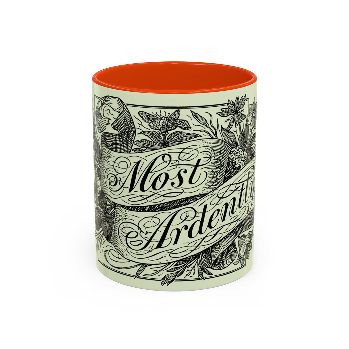 Most Ardently script banner floral Mug | Pink 11 or 15 oz.