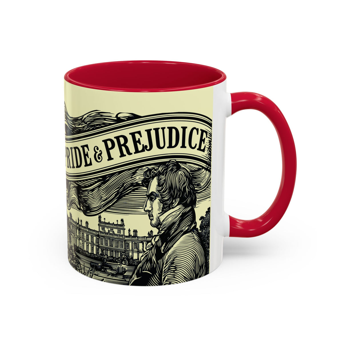 Pride & Prejudice Vintage Illustration Ceramic Mug — Mr. Darcy at Pemberley with Quote (11oz/15oz)