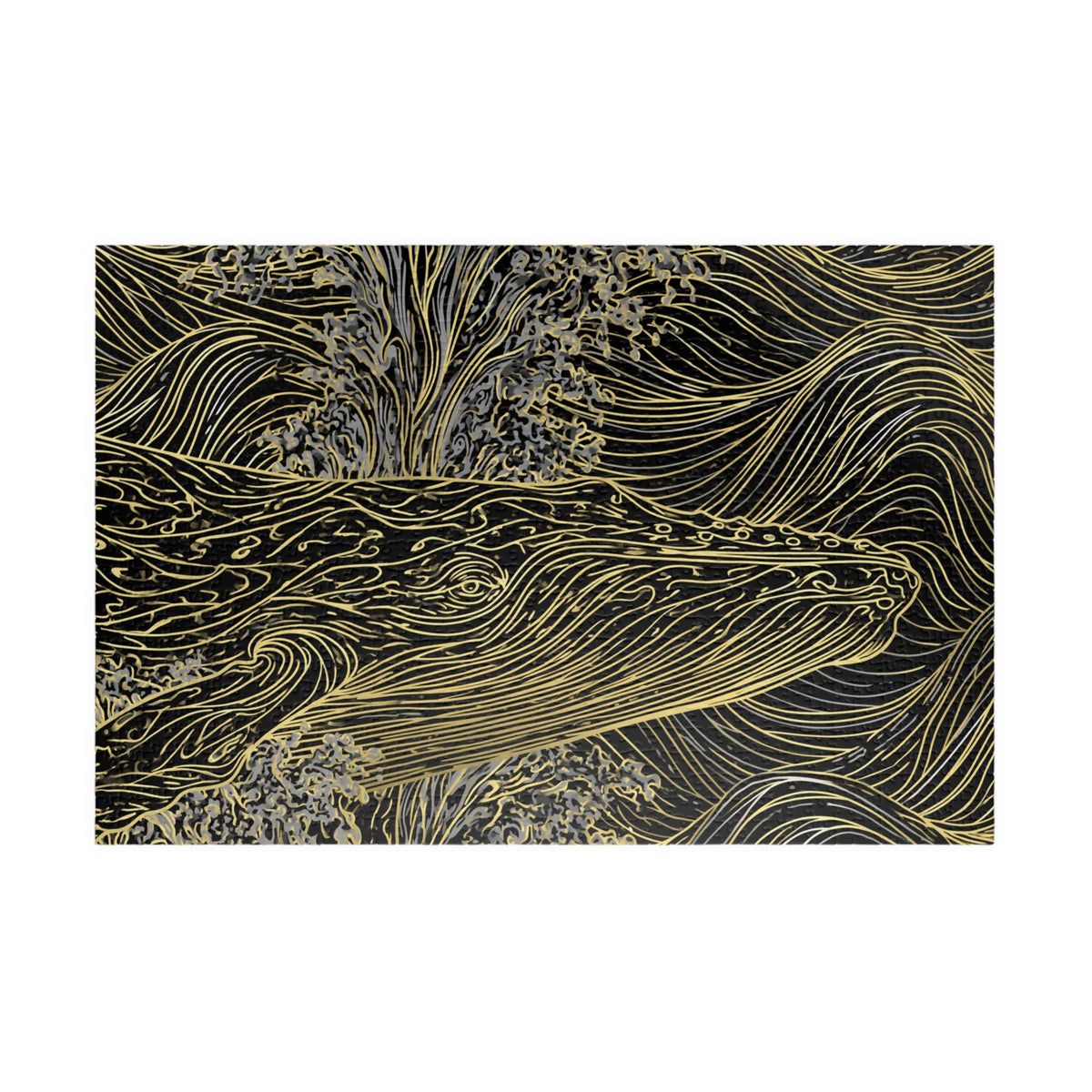 Gold Line Whale Illustration Puzzle | Ocean Art Jigsaw 110–1014 pcs