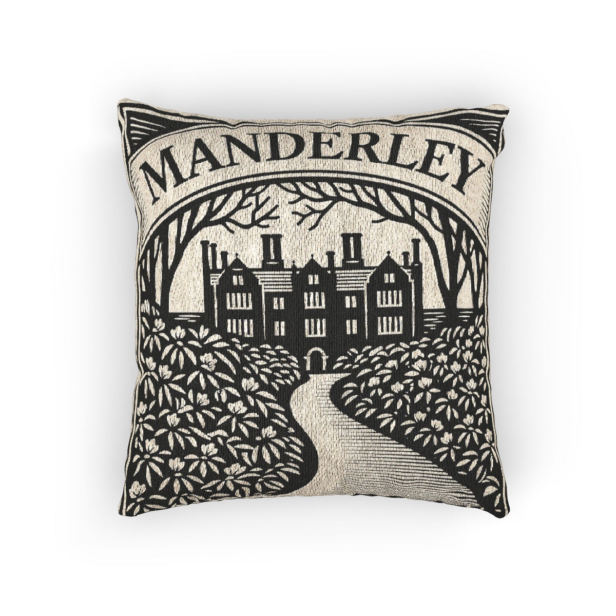 Manderley Estate Woven Pillow | Rebecca Literary Tapestry Throw Gothic Manor