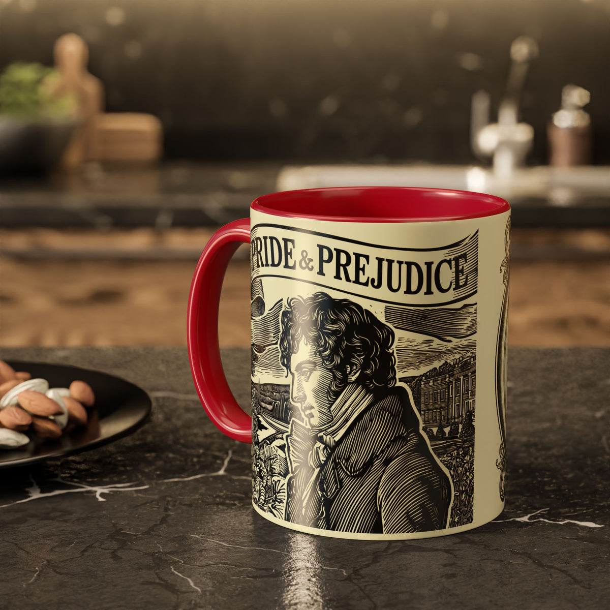 Pride and Prejudice Quote Mug — “Mr. Darcy at Pemberley” Vintage Jane Austen Coffee Cup (11oz/15oz)