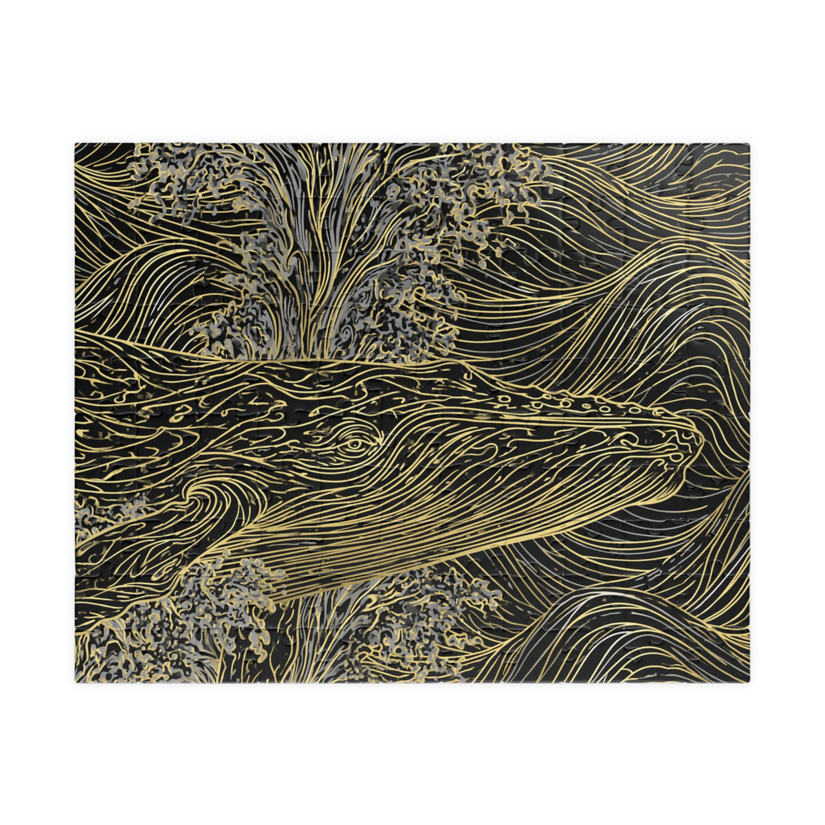 Gold Line Whale Illustration Puzzle | Ocean Art Jigsaw 110–1014 pcs