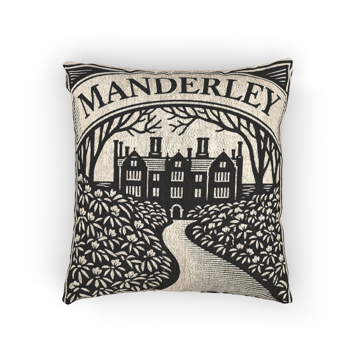 Manderley Estate Woven Pillow | Rebecca Literary Tapestry Throw Gothic Manor
