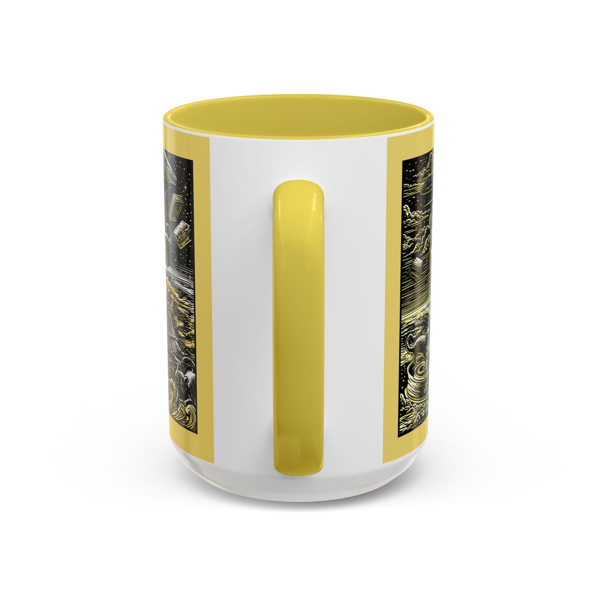 "Just One More Chapter" Under UFO Illustration Mug | Color Accent Coffee Cup